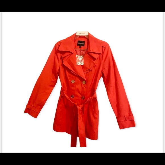 Express Jackets & Blazers - Express trench coat coral